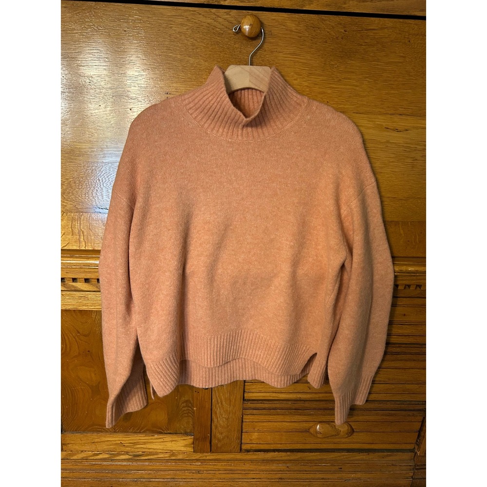 Uniqlo Quiet Luxury Souffle Yarn High Neck Sweater Pink Mock Neck Wool Blend